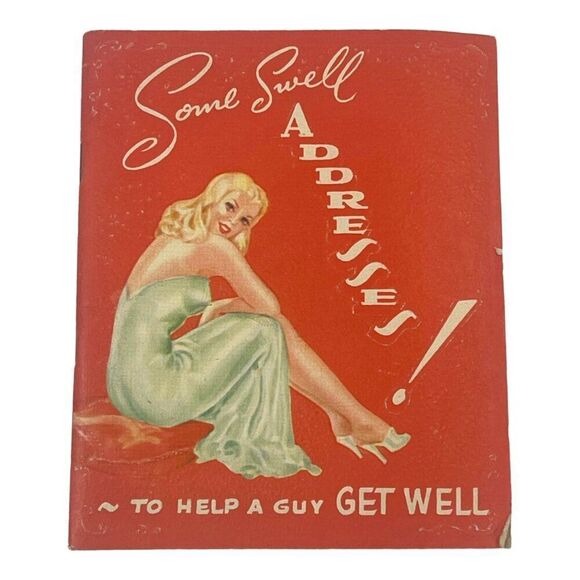 Rare Double Glo Book Pinup Girl Art Some Swell Help Guy Get Well Address Book - Picture 2 of 6